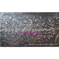 红古铜铝板雕刻画 铜雕刻工艺画 大型金属浮雕工艺画制做