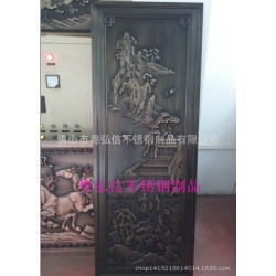 八骏图雕刻工艺画 镀铜铝板雕刻工艺 装饰工艺画定做