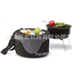 厂家直销 专业供应野外户外折叠不锈钢烧烤炉 圆形冰包炉烧烤架