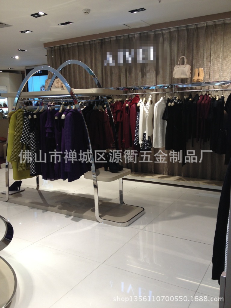 服装展示架 商场不锈钢服装道具 不锈钢衣架 定制商场不锈钢架