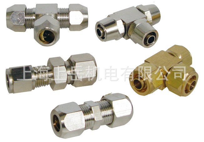 不锈钢气动软管快拧快插直通接头芯 铜镀镍扩口式卡套接头PARKER