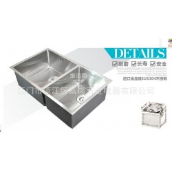 手工水槽 洗菜盆 不锈钢水槽 双槽304不锈钢 圆角台下槽