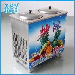 新品上市 豪华双平锅炒冰机 可移动商用炒冰机 西式冰品制作机
