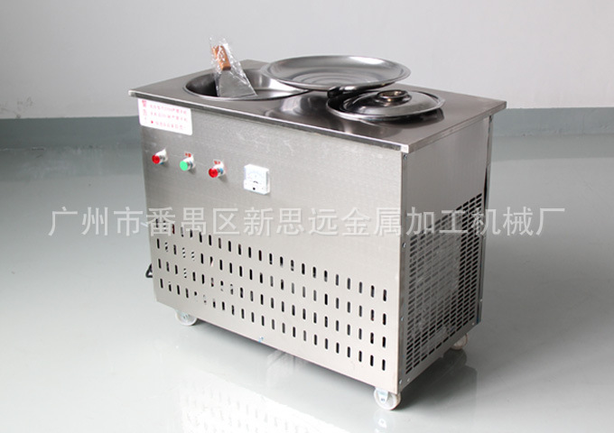 广州热销 多功能炒冰淇淋机 单平锅带冷藏桶炒冰机 圆锅炒冰机