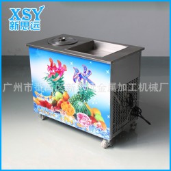 生产销售 广州单平锅炒冰机带冷藏桶 商用手动彩色炒冰机
