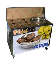 大锅单盘炒冰机带有6个保鲜桶,松下压缩机