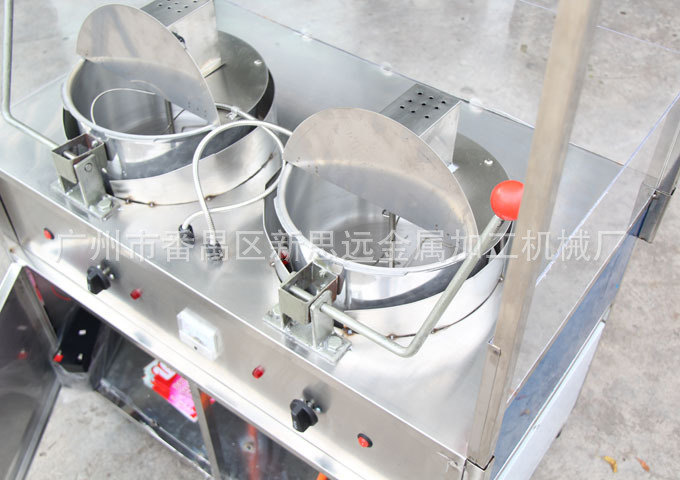 广州番禺热销推荐 豪华型爆米花机带顶盖 双锅燃气爆米花机可移动