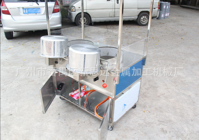 广州番禺热销推荐 豪华型爆米花机带顶盖 双锅燃气爆米花机可移动