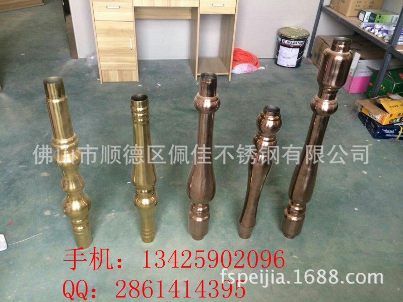 不锈钢室内高档豪华楼梯扶手 香槟金玫瑰金楼梯扶手 钛金栏杆立柱