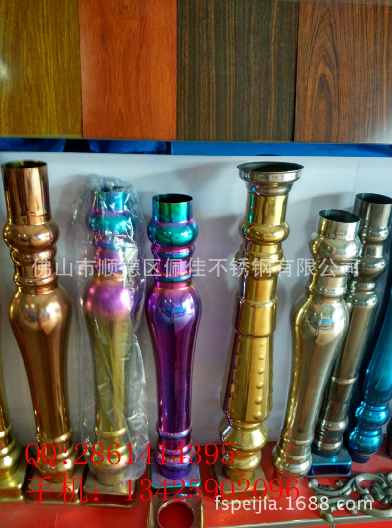 不锈钢简约楼梯立柱 不锈钢金色立柱 不锈钢黑金立柱 七彩立柱