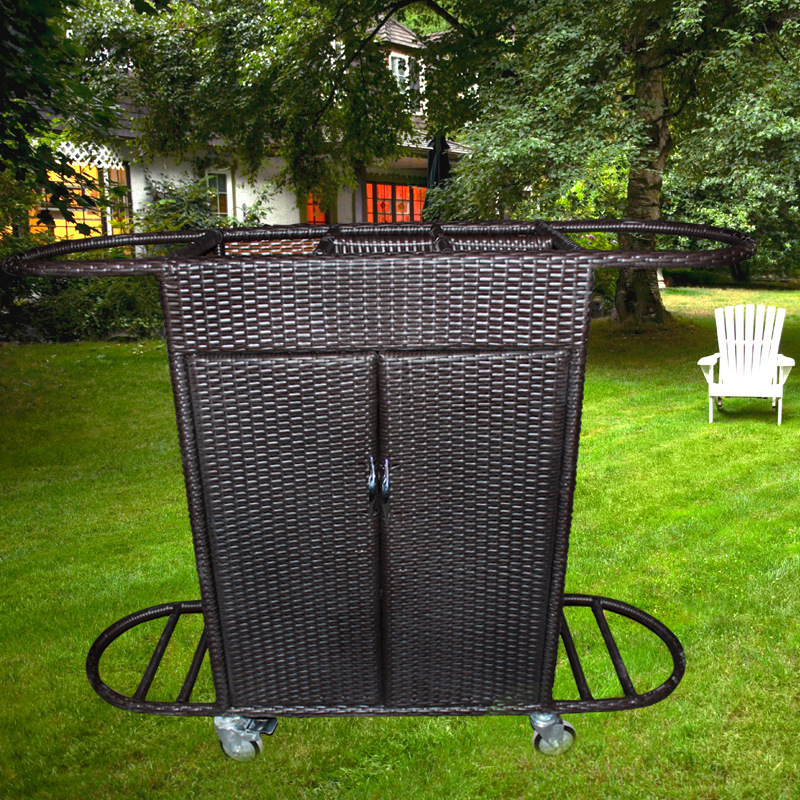 专业生产酒店客房收纳推车 铁制品编藤工艺服务推车 高档酒水车