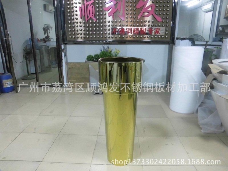 定做不锈钢镜面装饰花筒,酒店企业迎宾绿化花筒,房地产展厅花筒