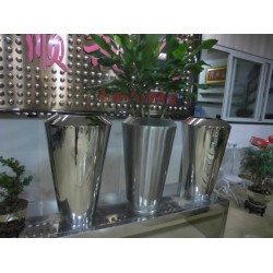 酒店大堂不锈钢摆件花盆花瓶家居企业工艺品