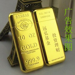 金条超薄砂轮明火打火批发创意金砖个性广告打火机二维码礼品定制