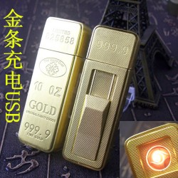 批发创意金条充电USB 环保电子充电点烟器打火机及烟具可礼品定制