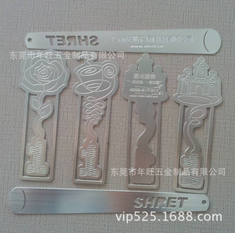 不锈钢双面拉丝书签 冲压印刷金属书签 蚀刻镂空书签夹 欢迎订购