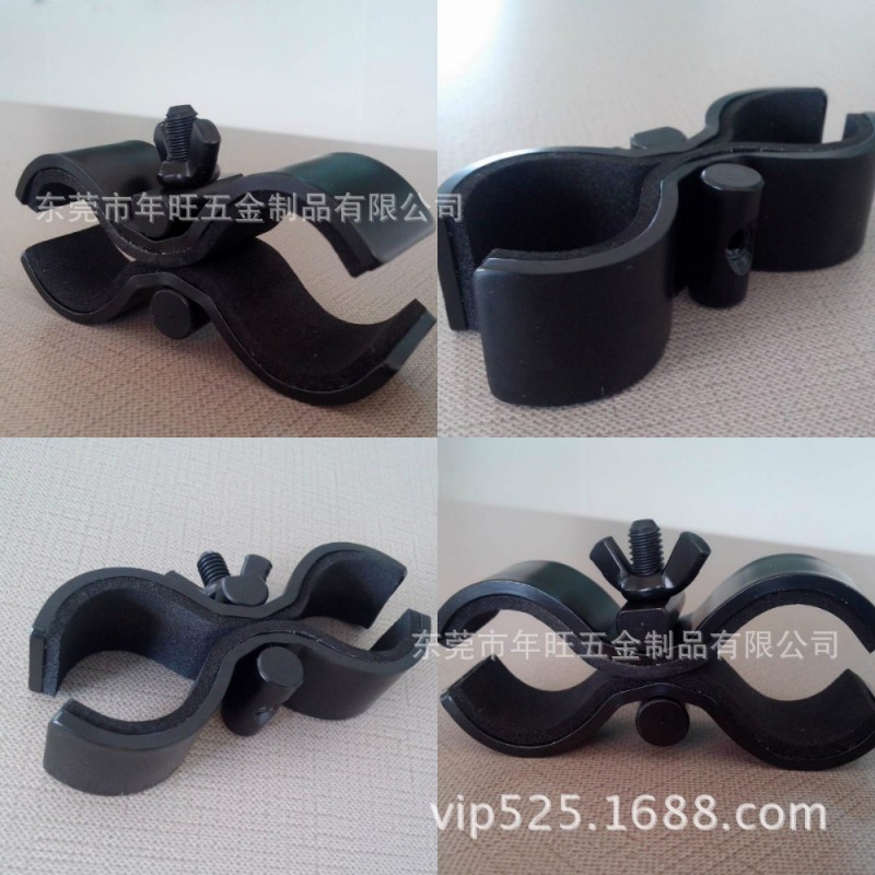 强光电筒锰钢夹子 不锈钢黑色手电筒夹子 自行车电筒夹