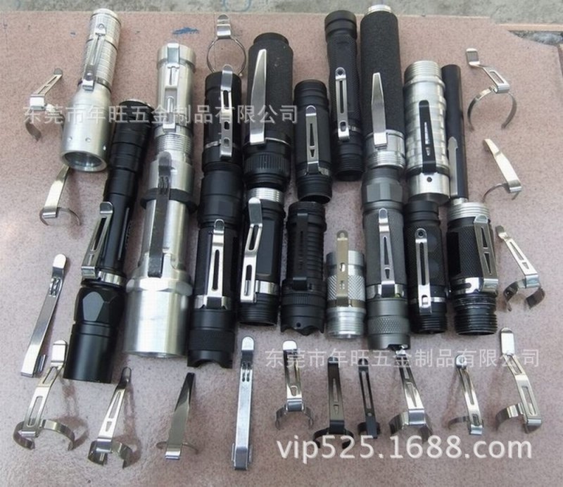 强光电筒锰钢夹子 不锈钢黑色手电筒夹子 自行车电筒夹