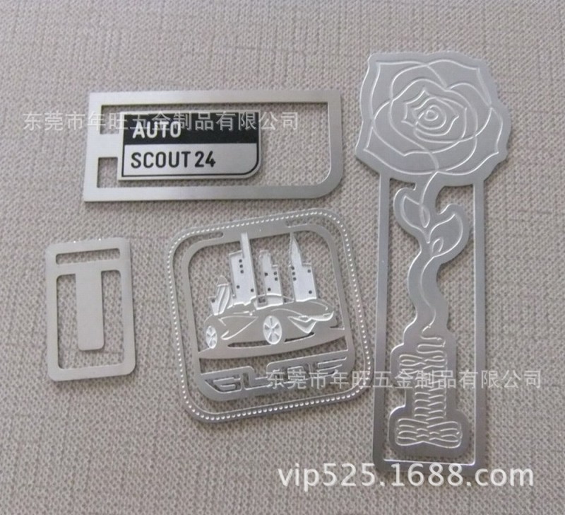 不锈钢动漫书签 激光镭射书签 铜片镂空书签 表面拉丝银色