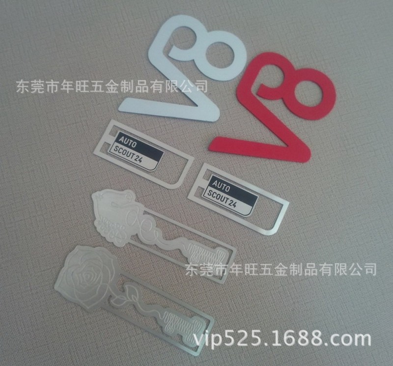 不锈钢动漫书签 激光镭射书签 铜片镂空书签 表面拉丝银色