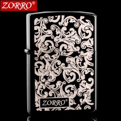 香港正品 zorro佐罗煤油打火机 3D唐草限量超薄 个性创意防风火机
