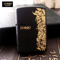 香港原装 zorro佐罗煤油打火机黑砂富贵繁花创意防风超薄正品批发