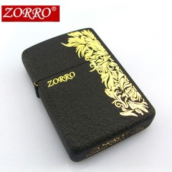 香港原装 zorro佐罗煤油打火机黑砂富贵繁花创意防风超薄正品批发