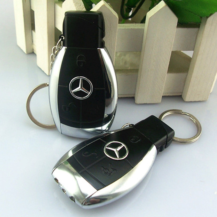 创意仿真奔驰遥控钥匙打火机 挂件带电筒防风打火机礼盒汽车礼品