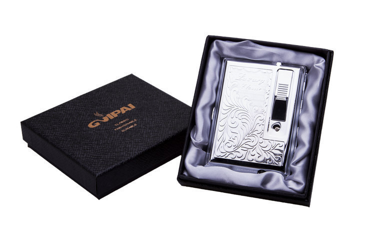 厂家热销 创意带防风打火机金属烟盒 个性时尚超薄烟盒 男士精品