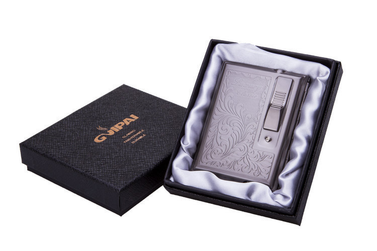 厂家热销 创意带防风打火机金属烟盒 个性时尚超薄烟盒 男士精品