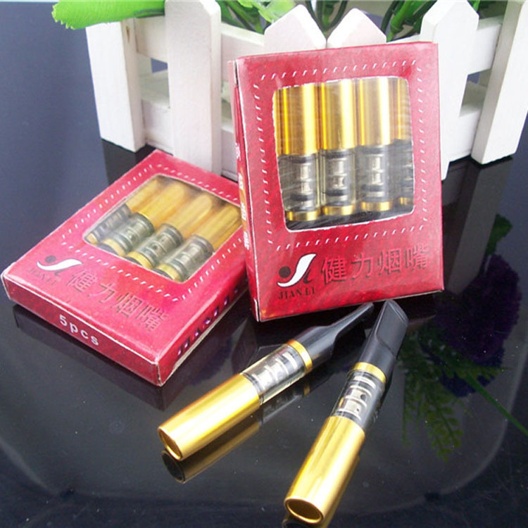 供应5支装健力烟嘴环保清洗型健康双重过滤烟嘴打火机及烟具批发