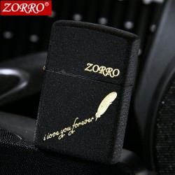香港原装 zorro佐罗煤油打火机 黑砂羽 爱 创意防风 超薄正品火机