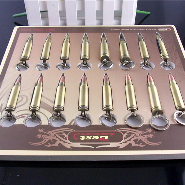 万次火柴 子弹头式 棉油打火机 带钥匙扣 地摊热销 创意礼品 新奇