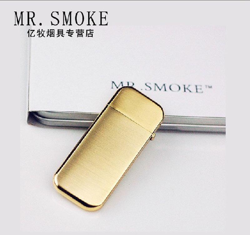 烟先生MR.SMOKE超薄打火机 充气打火机 镀金拉丝 礼品火机批发
