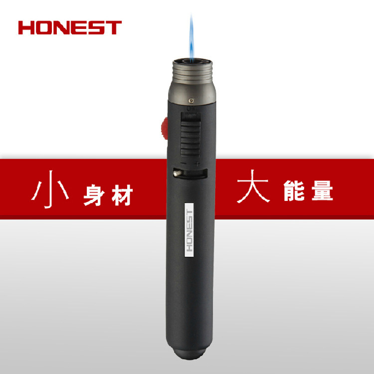正品百诚HONEST打火机 笔式双火 防风打火机喷火 503充气打火机