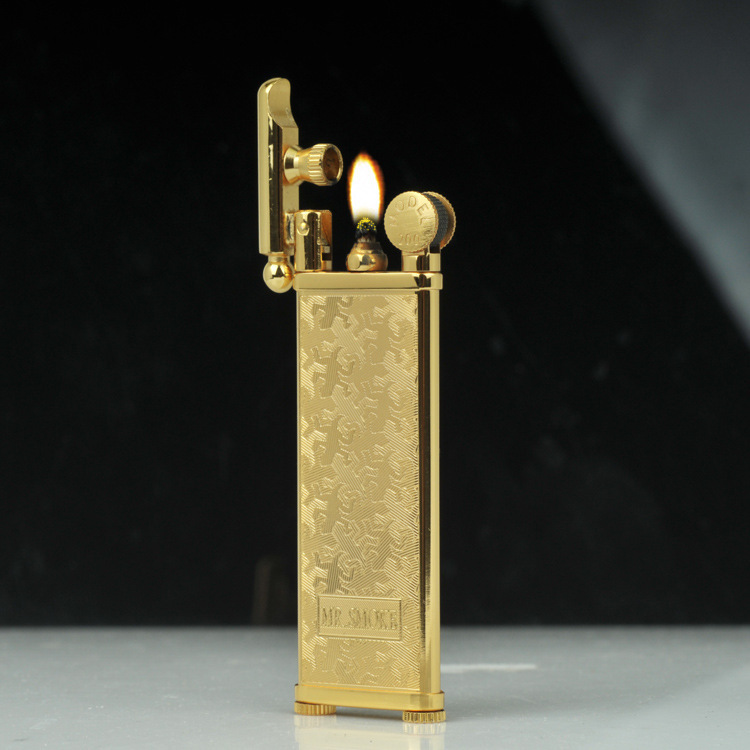 MR SMOKE 火石棉油打火机 金色超薄 壁虎漫步 打火机批发