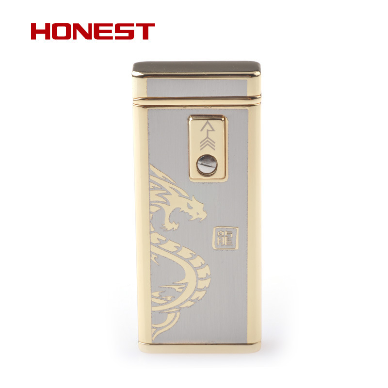 正品百诚高档精品打火机个性创意龙纹灵敏触摸感应打火机防风充气