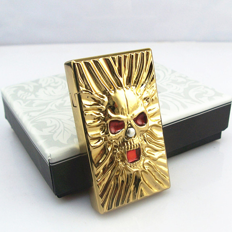 成龙触摸电子感应打火机机电子防风易打充气打火机批发 大骷髅头