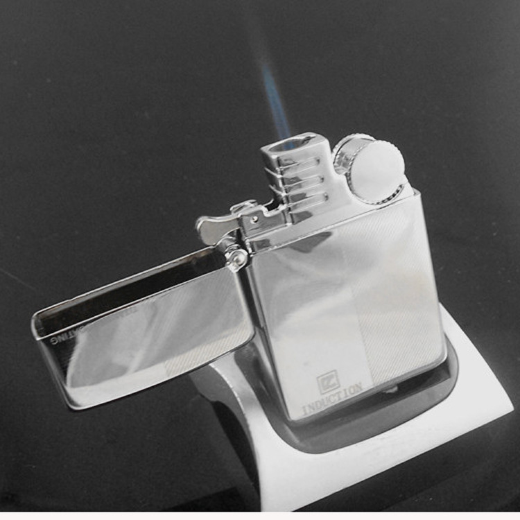 成龙触摸电子感应打火机机电子直冲砂轮式易打充气礼盒打火机批发