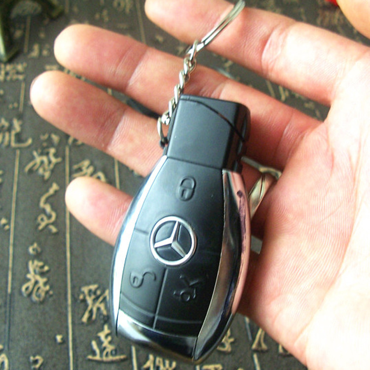 创意仿真奔驰遥控钥匙打火机 金属带电筒防风打火机礼盒汽车礼品