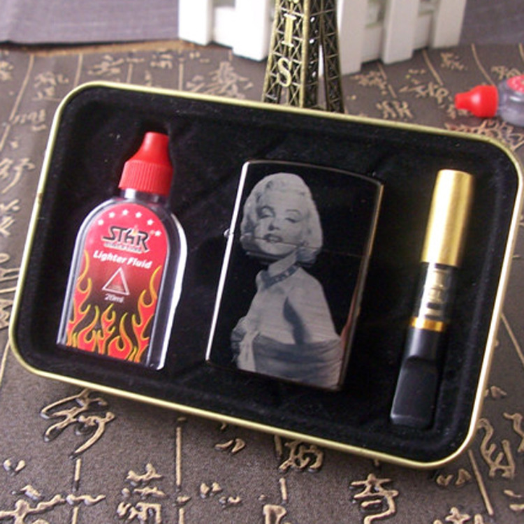 ZIPPO类煤油机 性感女神玛丽莲梦露 金属煤油打火机套装 广告礼品