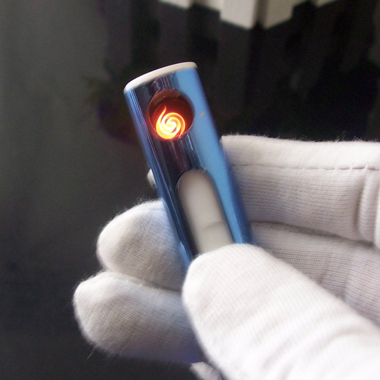 圆柱体长条电子点烟器USB充电打火机创意防风礼品超薄打火机批发