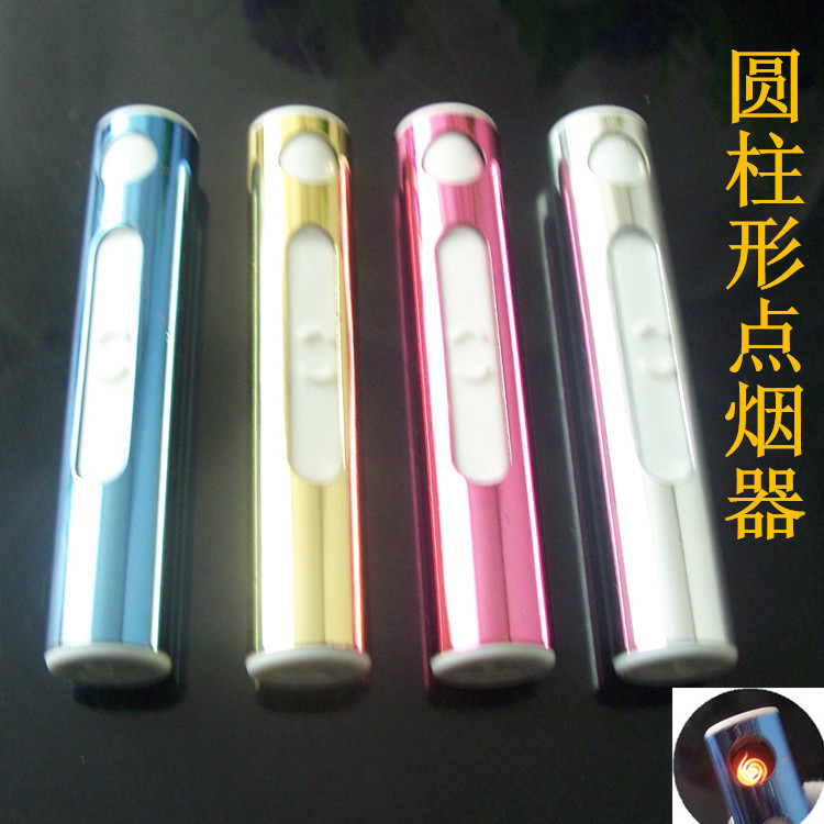 圆柱体长条电子点烟器USB充电打火机创意防风礼品超薄打火机批发