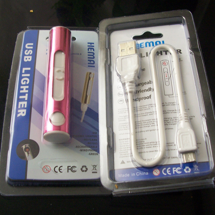 圆柱体长条电子点烟器USB充电打火机创意防风礼品超薄打火机批发