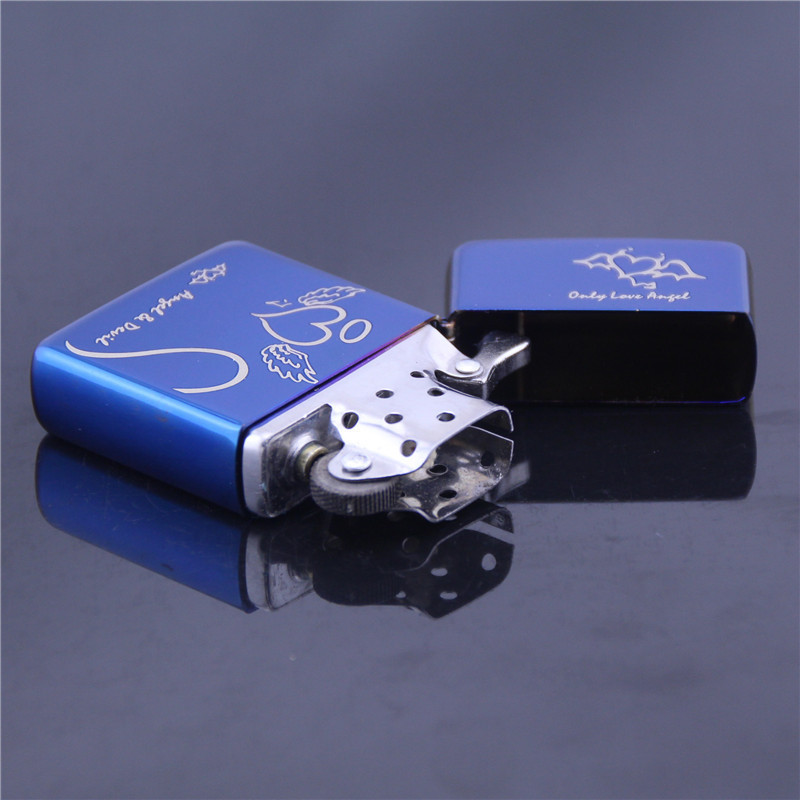 ZIPPO类蓝冰之天使与魔鬼 激刻系列煤油打火机 广告创意打火机