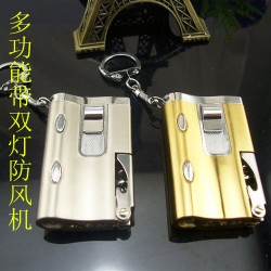 瑞丰1008多功能刀机 双灯酒开 防风打火机带挂链 金属款 广告定制