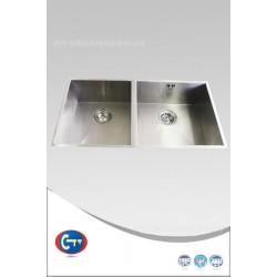 中国广东顺德佛山进口304不锈钢水槽手工直角推砂双槽加工定制