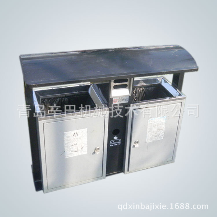 专业生产 市政不锈钢垃圾桶 双桶垃圾桶 户外环保分类垃圾桶