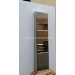酒店娱乐场所高档不锈钢嵌入式垃圾桶暗装组合柜 带抽纸盒干手器