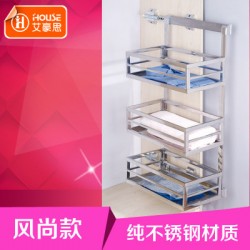 艾豪思衣柜铝合金侧装三层储物篮（左右通用）衣柜拉篮阻尼